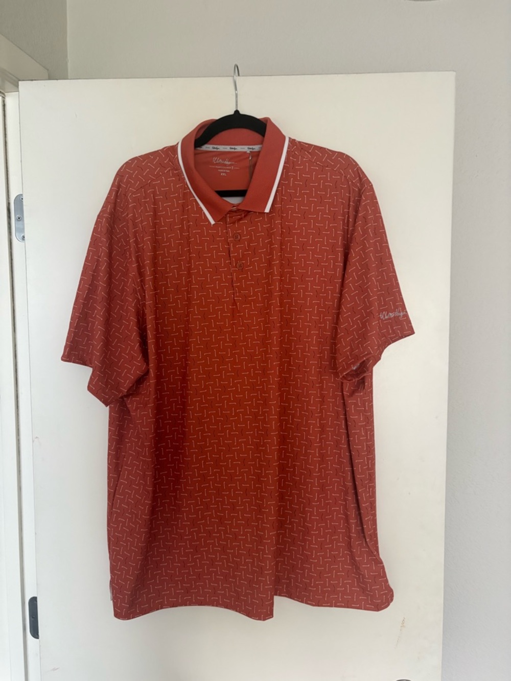 NWT Walter Hagen Men's Coral-Red Geometric Polo